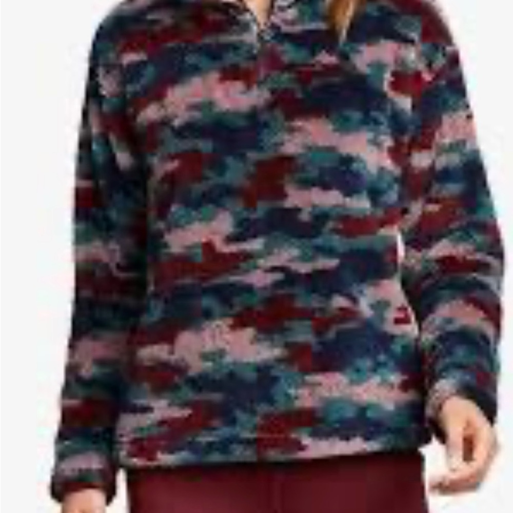 Eddie Bauer sweatshirt women’s small camo multi fleece 3/4 zip pullover shirt